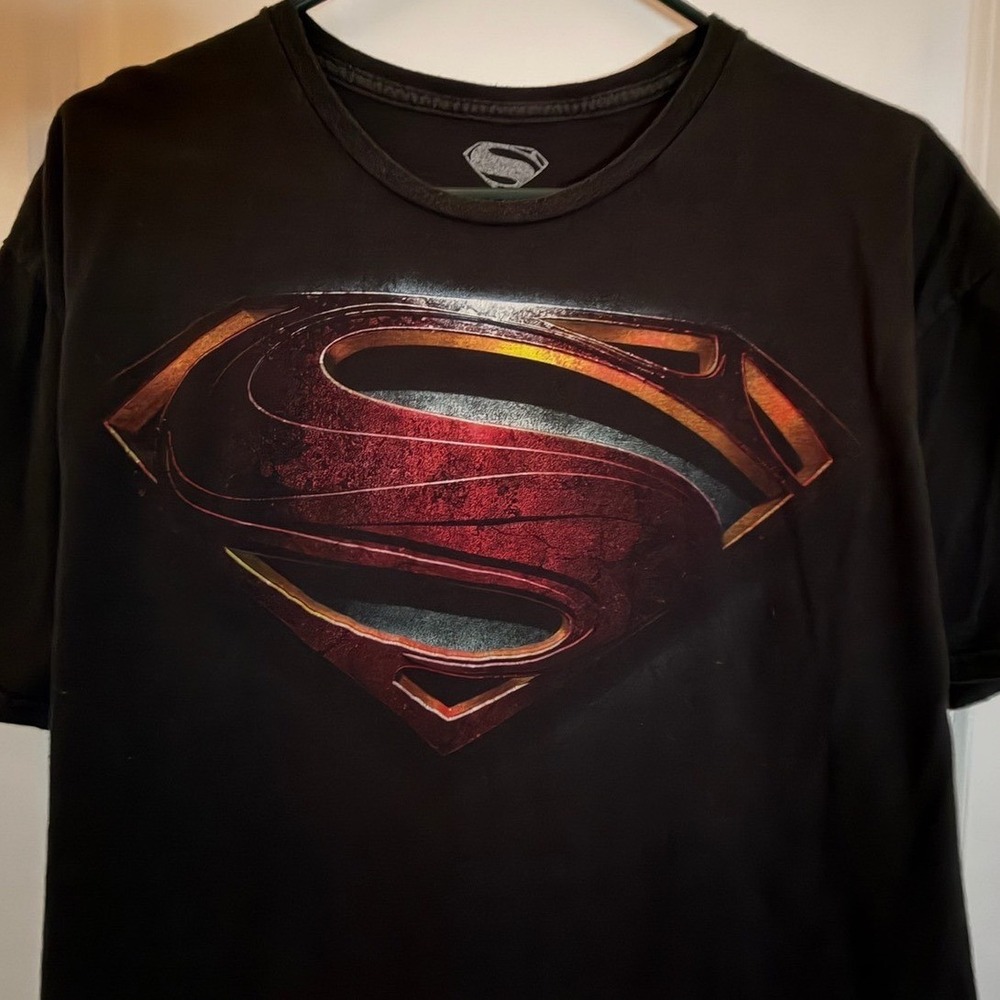 DC Comics Superman Man of‎ Steel Graphic T-Shirt Black XXL 100% Cotton Logo Tee